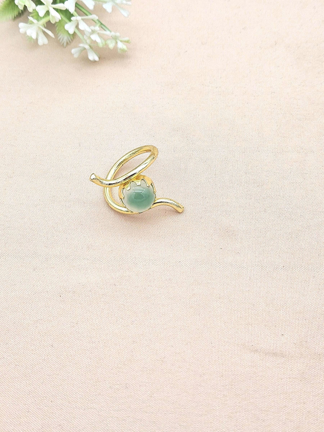 Handcrafted Gold Plated Chalcedony Stone Ring for Women – Curve Designer Jewelry