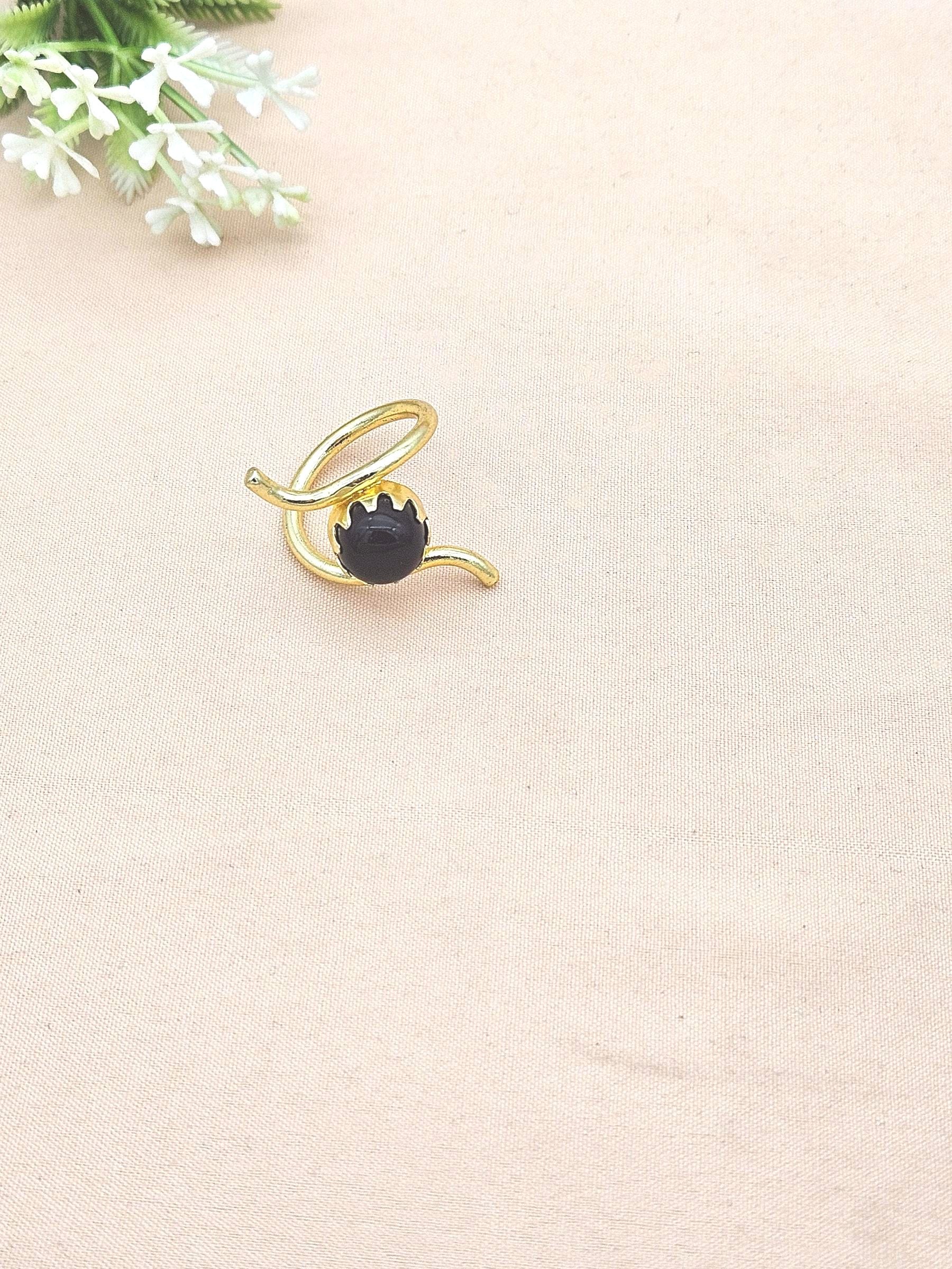 Handcrafted Gold Plated Black Onyx Stone Ring for Women – Curve Designer Jewelry
