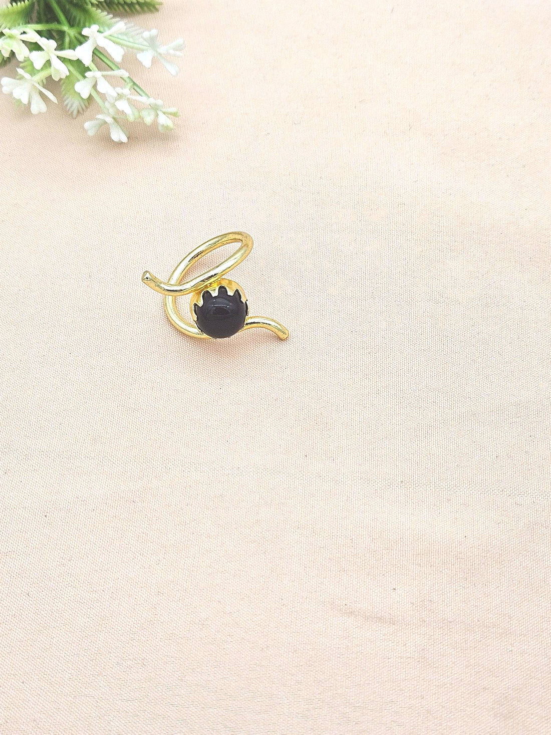Handcrafted Gold Plated Black Onyx Stone Ring for Women – Curve Designer Jewelry