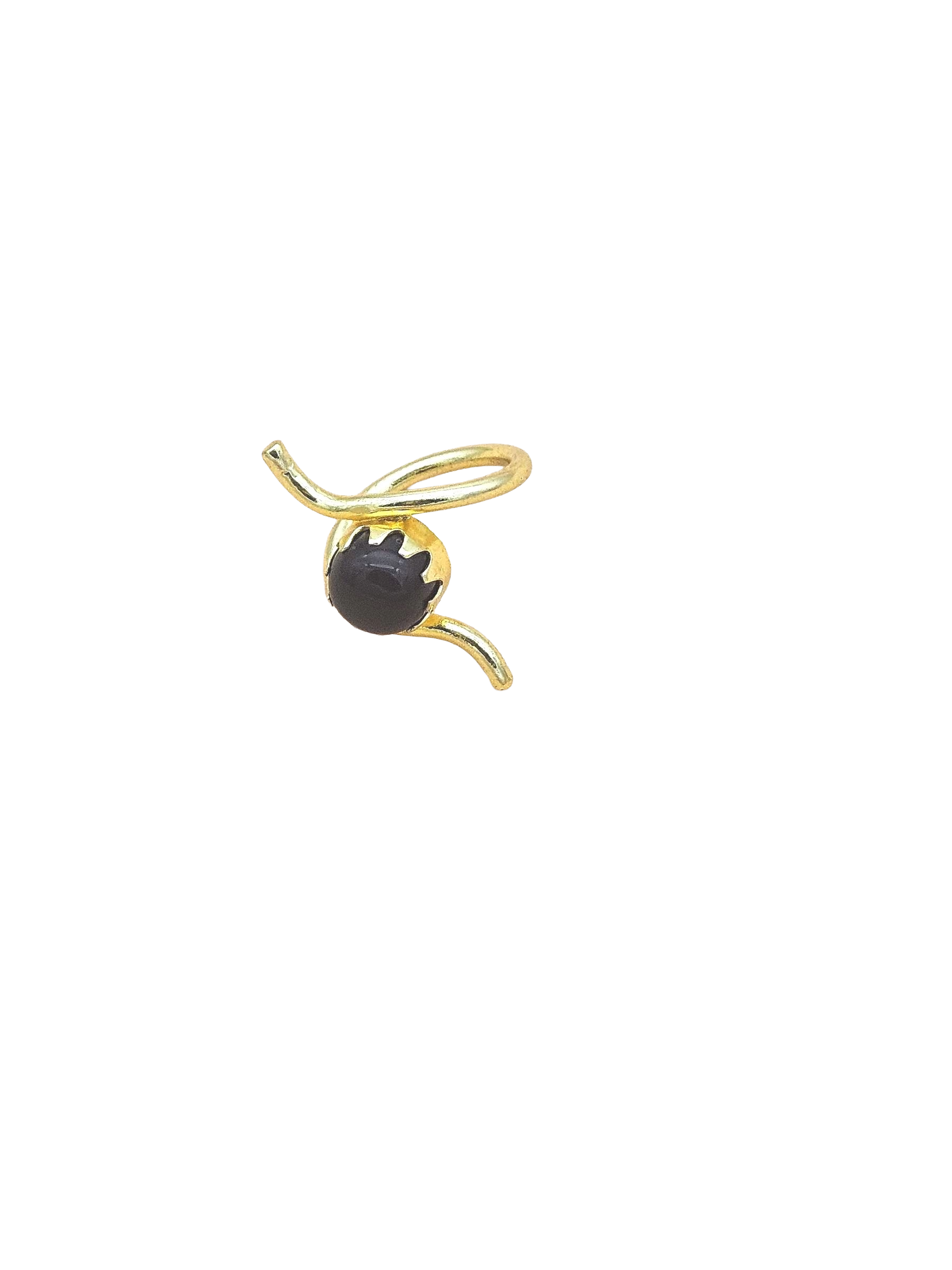 Handcrafted Gold Plated Black Onyx Stone Ring for Women – Curve Designer Jewelry