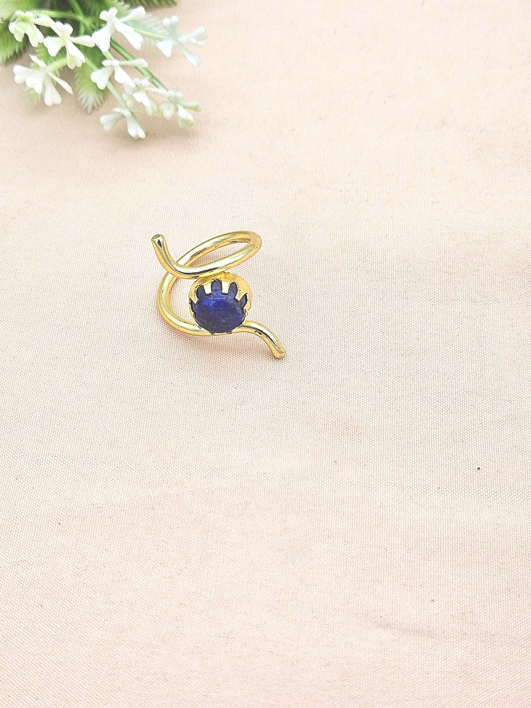 Handcrafted Gold Plated Lapis Stone Ring for Women – Curve Designer Jewelry