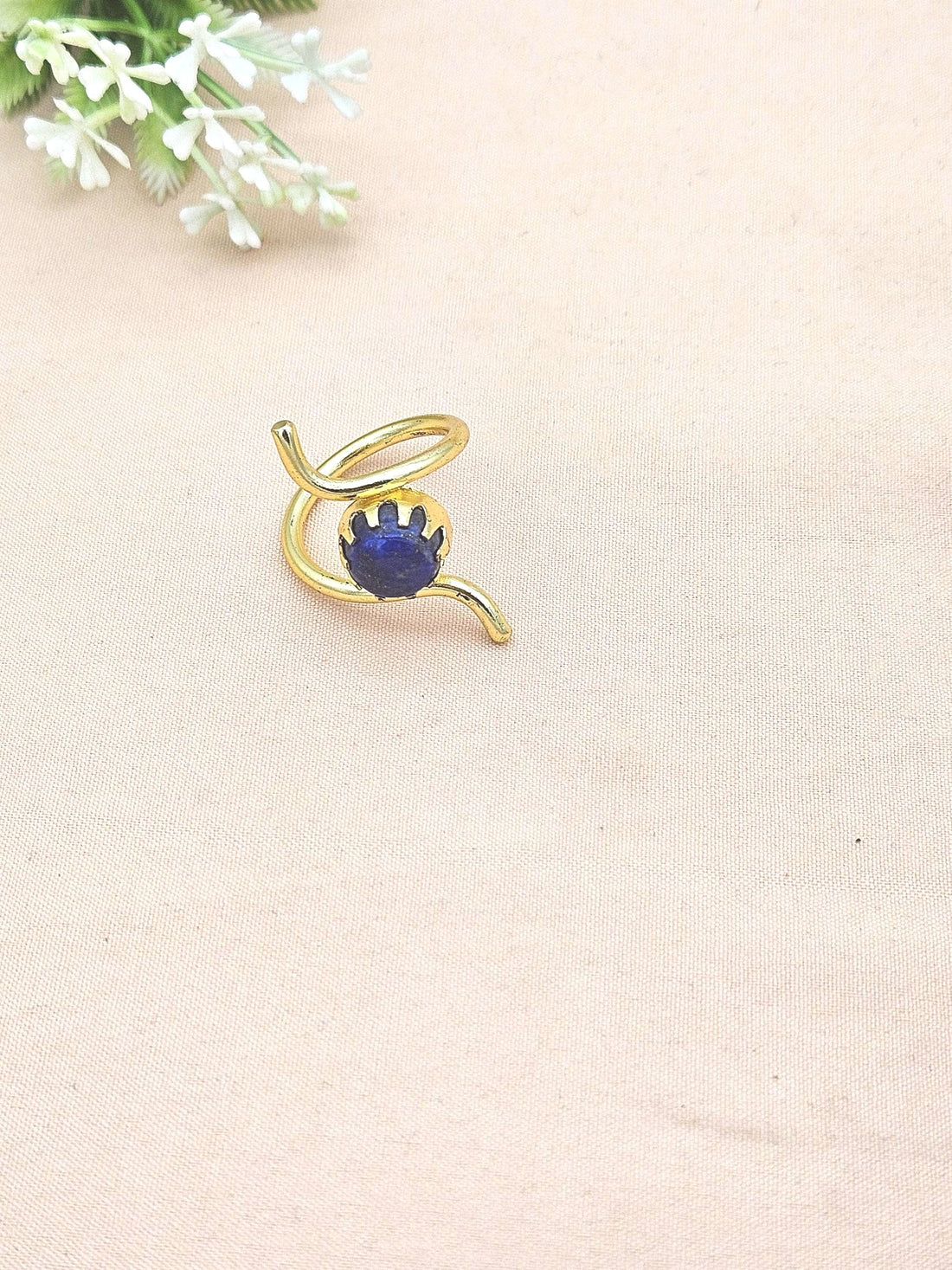 Handcrafted Gold Plated Lapis Stone Ring for Women – Curve Designer Jewelry