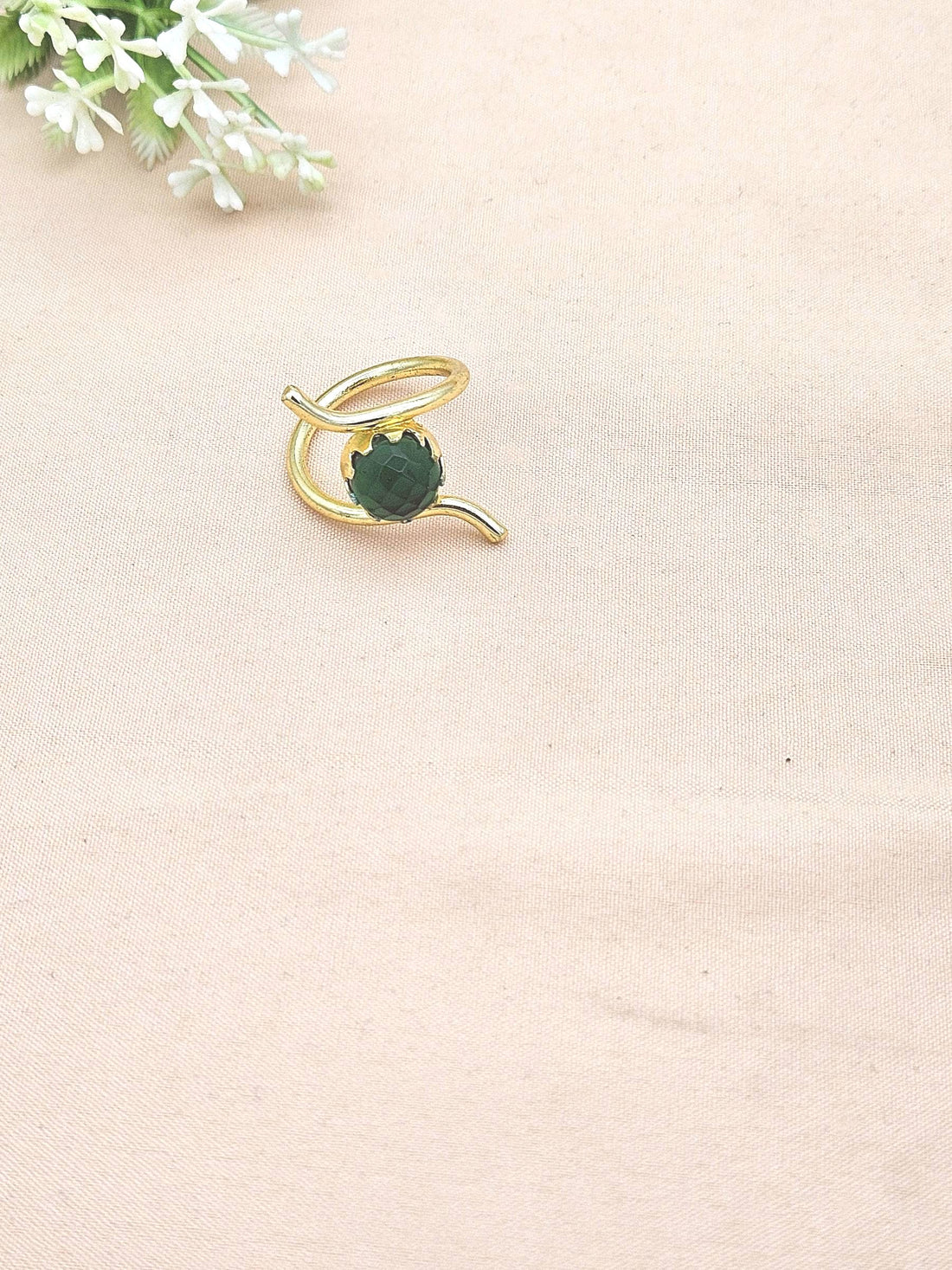 Handcrafted Gold Plated Faceted Green Onyx Stone Ring for Women – Curve Designer Jewelry