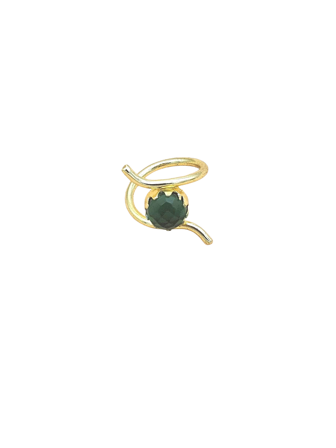 Handcrafted Gold Plated Faceted Green Onyx Stone Ring for Women – Curve Designer Jewelry