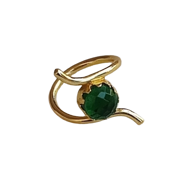 Handcrafted Gold Plated Faceted Green Onyx Stone Ring for Women – Curve Designer Jewelry