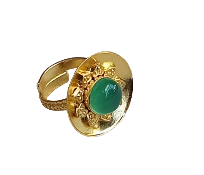 Stylish Gold Plated Green Onyx Stone Ring - Handcrafted Elegant Jewelry for Women