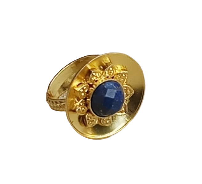 Stylish Gold Plated  Faceted Lapis Stone Ring - Handcrafted Elegant Jewelry for Women