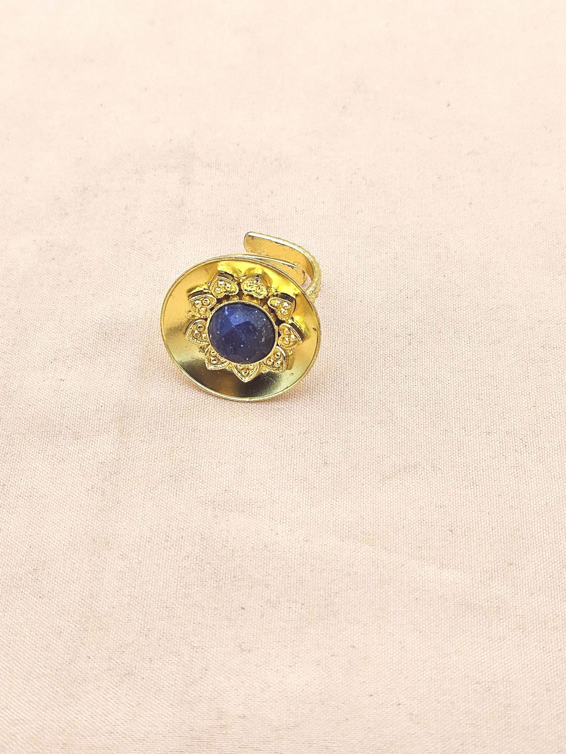 Stylish Gold Plated  Faceted Lapis Stone Ring - Handcrafted Elegant Jewelry for Women