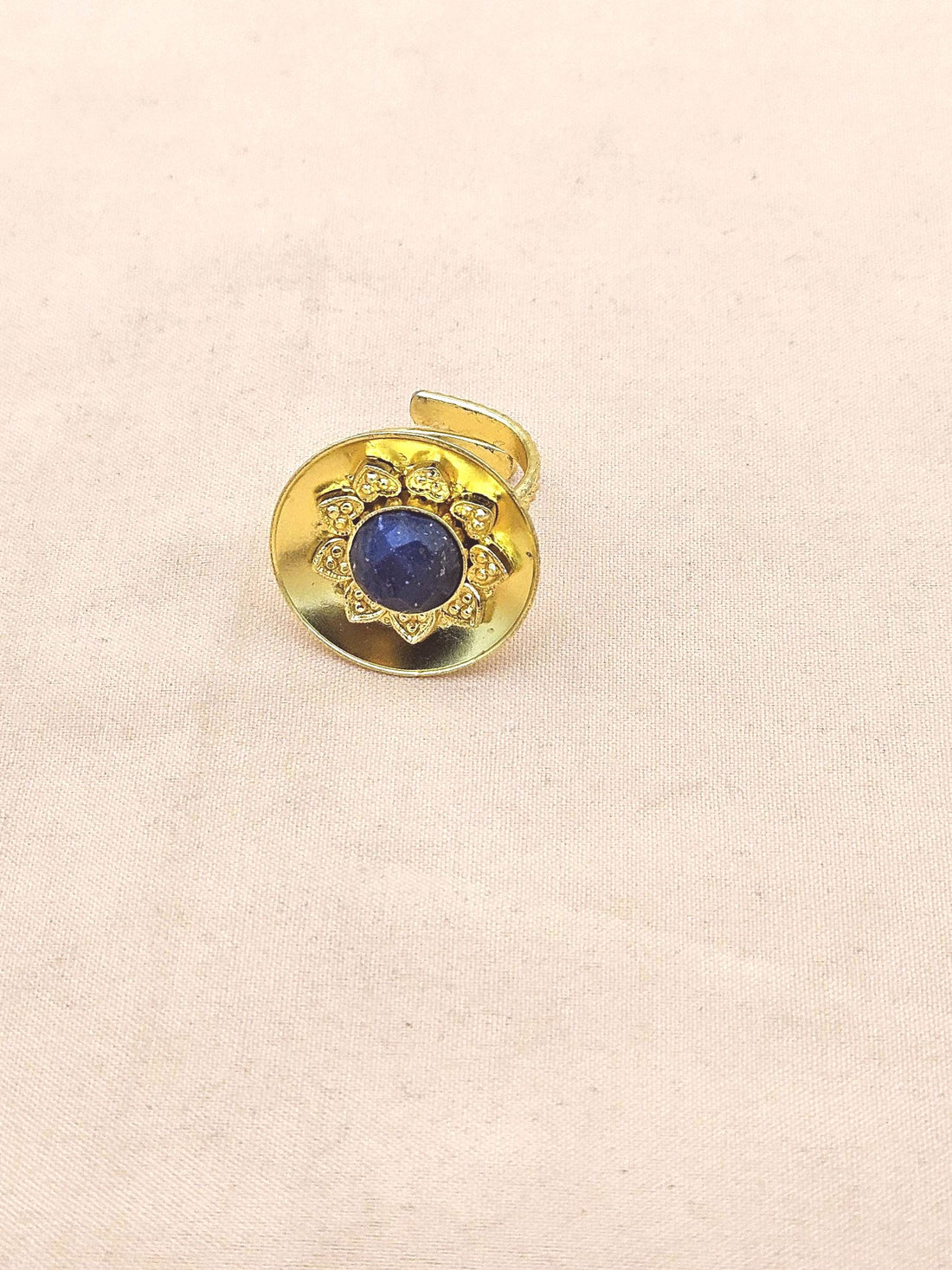 Stylish Gold Plated  Faceted Lapis Stone Ring - Handcrafted Elegant Jewelry for Women