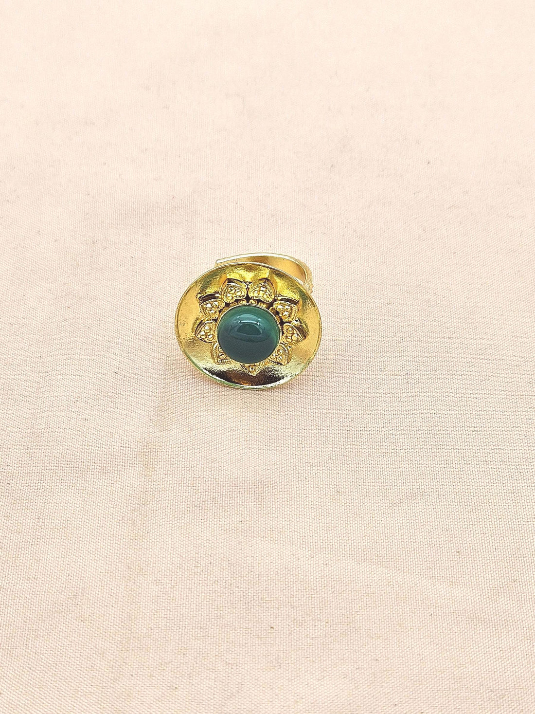 Stylish Gold Plated Green Onyx Stone Ring - Handcrafted Elegant Jewelry for Women