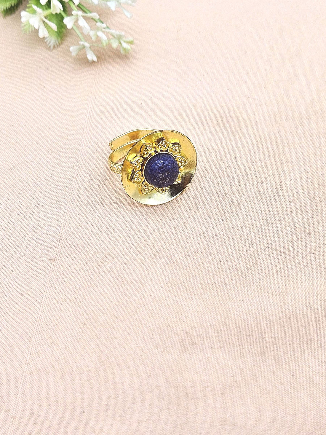 Stylish Gold Plated Lapis Stone Ring - Handcrafted Elegant Jewelry for Women