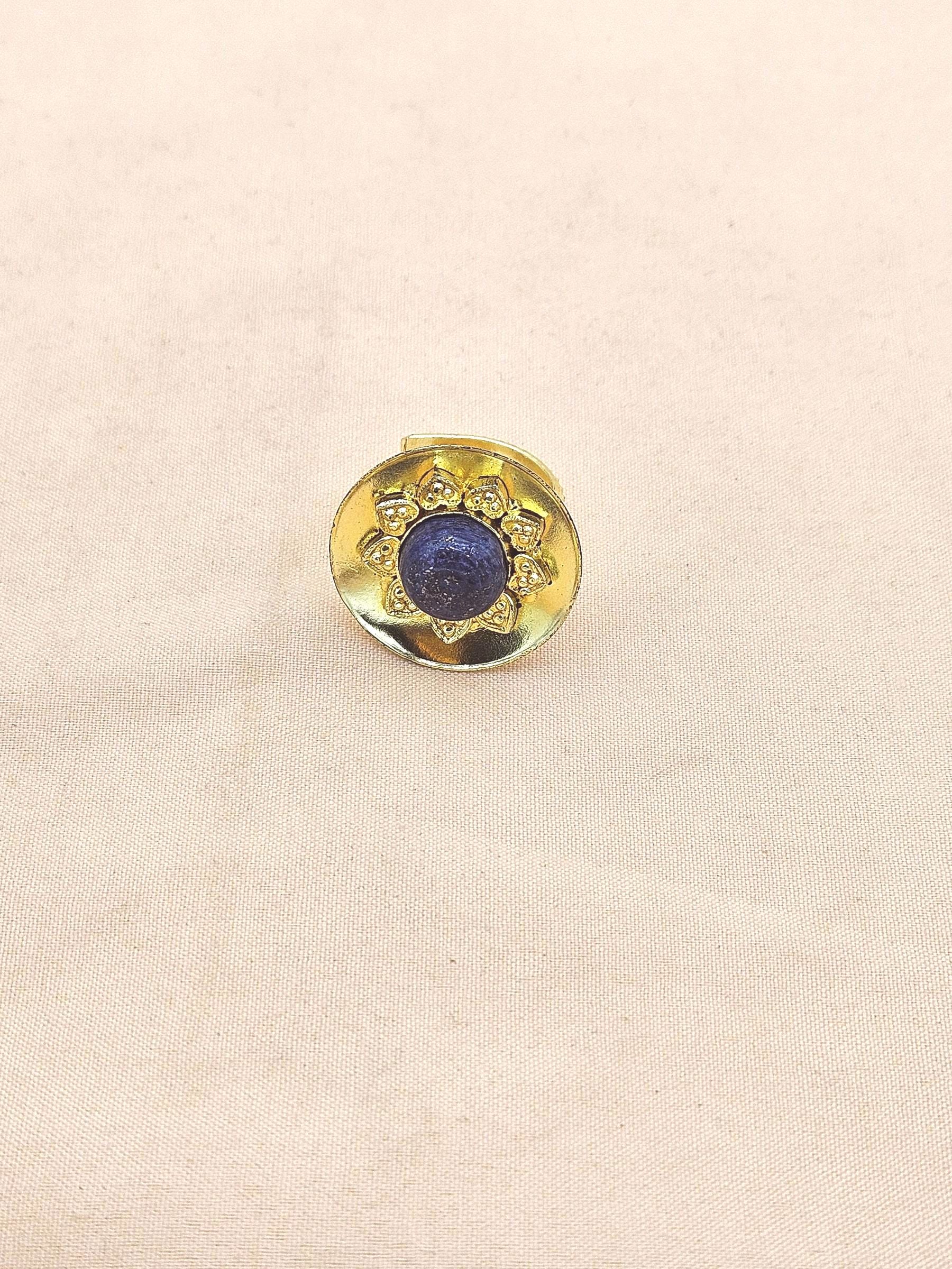 Stylish Gold Plated Lapis Stone Ring - Handcrafted Elegant Jewelry for Women