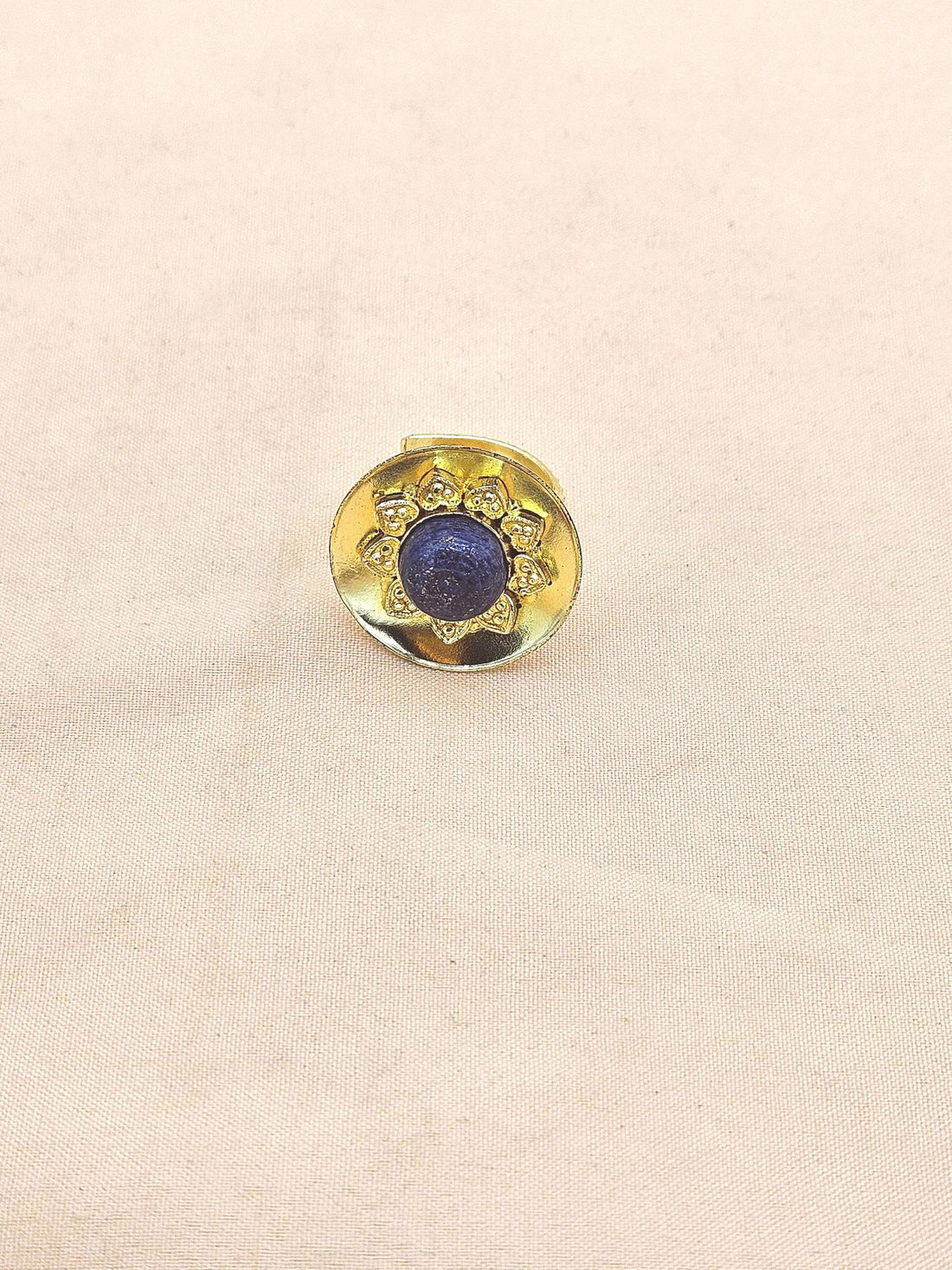 Stylish Gold Plated Lapis Stone Ring - Handcrafted Elegant Jewelry for Women
