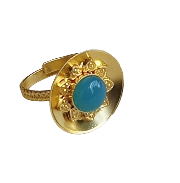 Stylish Gold Plated Chalcedony Stone Ring - Handcrafted Elegant Jewelry for Women