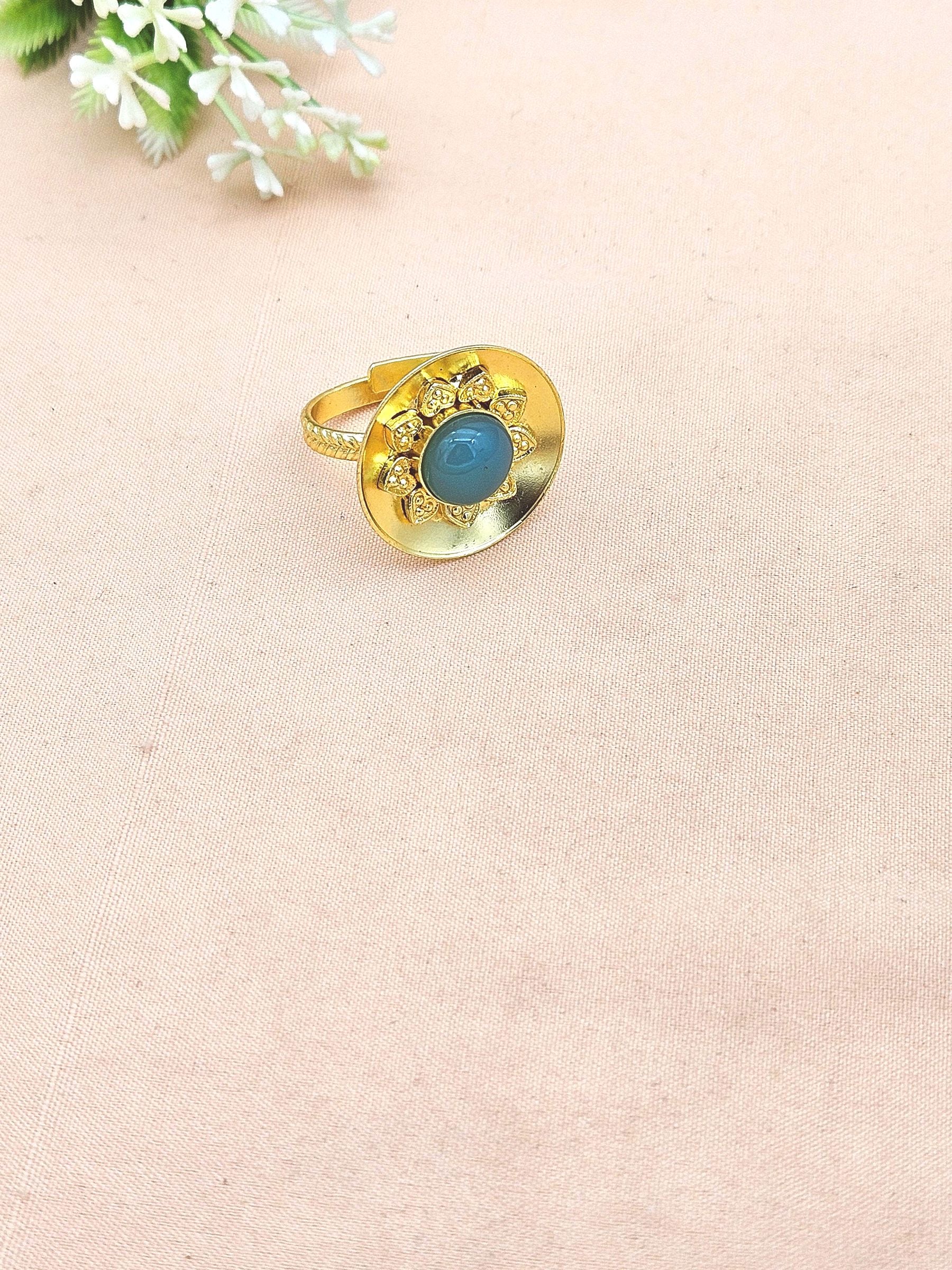 Stylish Gold Plated Chalcedony Stone Ring - Handcrafted Elegant Jewelry for Women