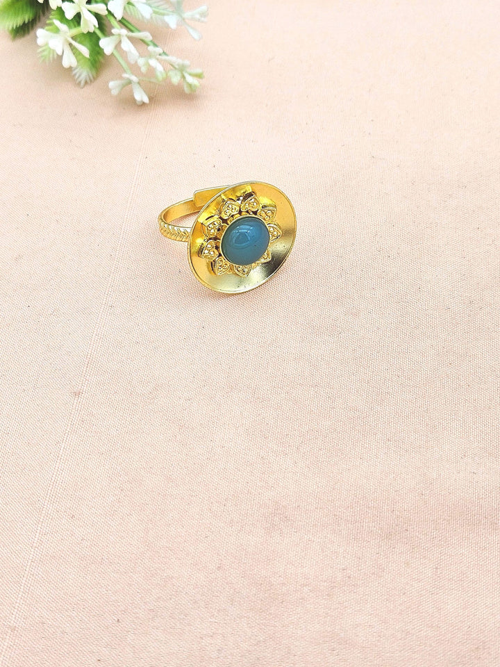 Stylish Gold Plated Chalcedony Stone Ring - Handcrafted Elegant Jewelry for Women