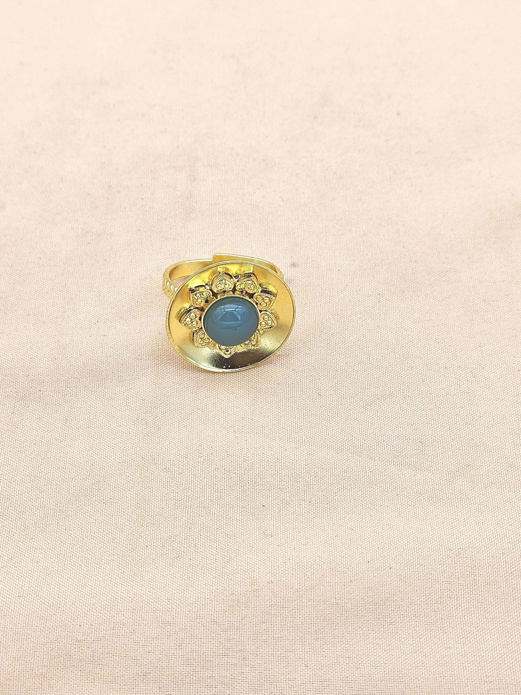 Stylish Gold Plated Chalcedony Stone Ring - Handcrafted Elegant Jewelry for Women