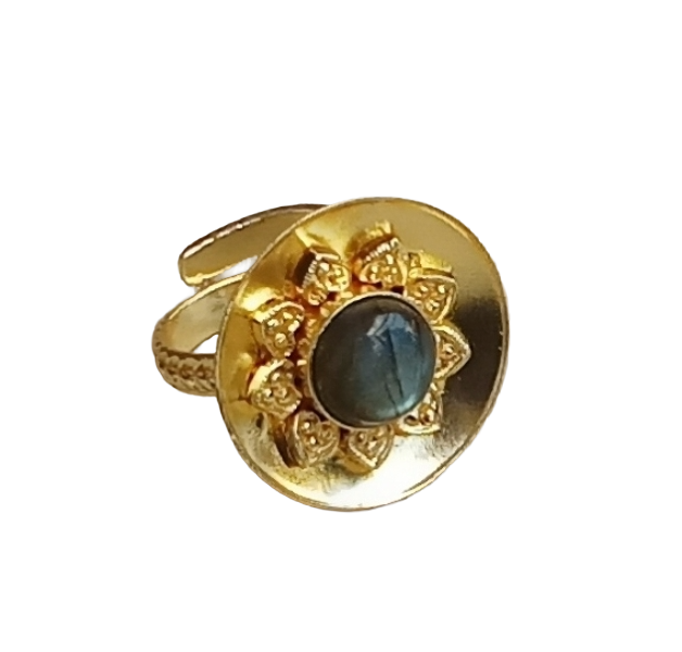Stylish Gold Plated Labradorite Stone Ring - Handcrafted Elegant Jewelry for Women