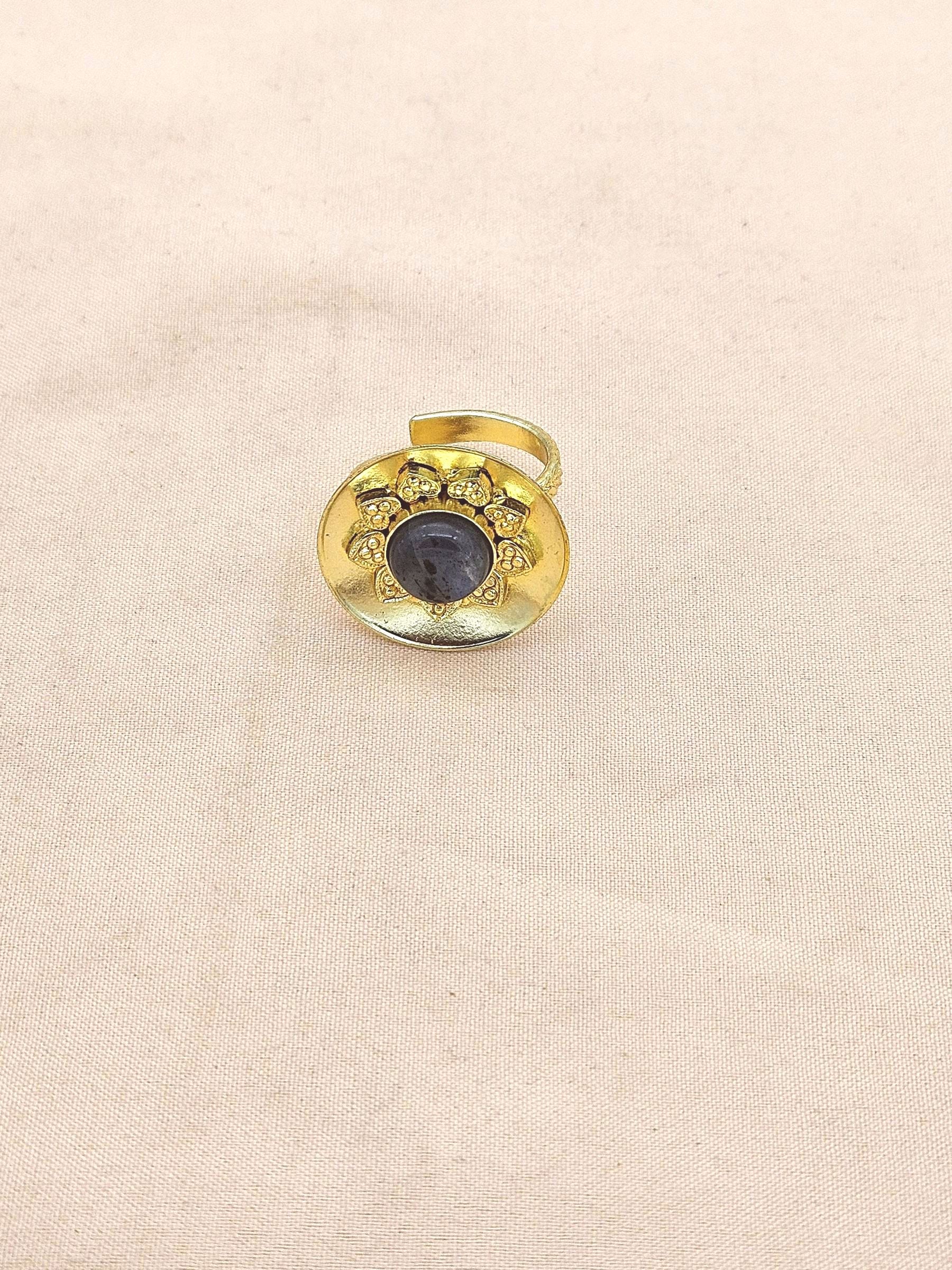 Stylish Gold Plated Labradorite Stone Ring - Handcrafted Elegant Jewelry for Women