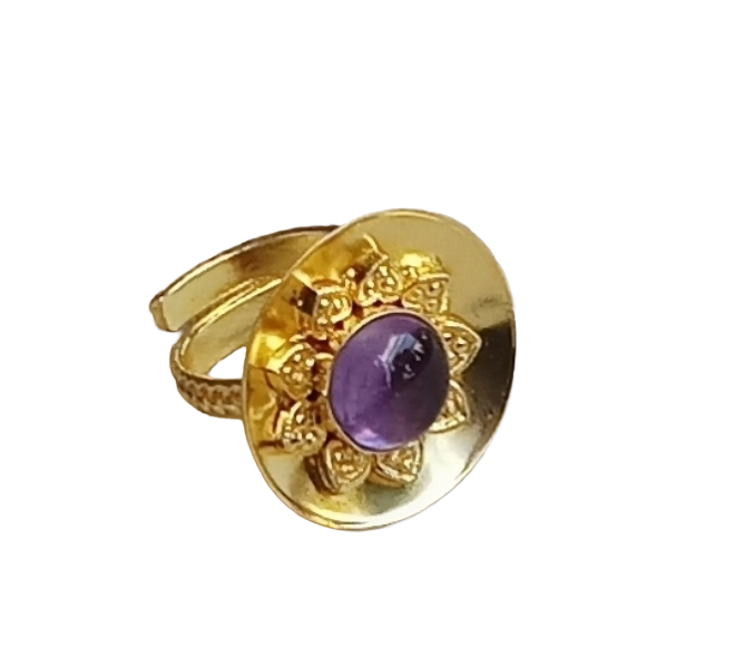 Stylish Gold Plated Amethyst Stone Ring - Handcrafted Elegant Jewelry for Women