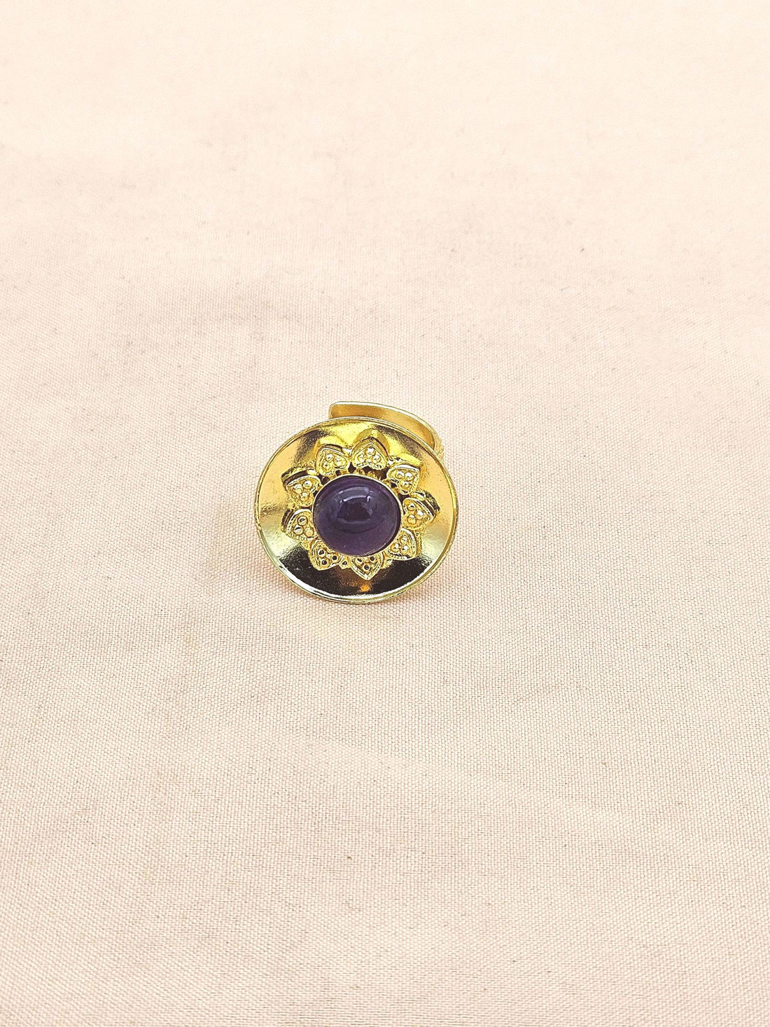 Stylish Gold Plated Amethyst Stone Ring - Handcrafted Elegant Jewelry for Women