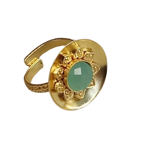 Stylish Gold Plated Aquamarine Stone Ring - Handcrafted Elegant Jewelry for Women