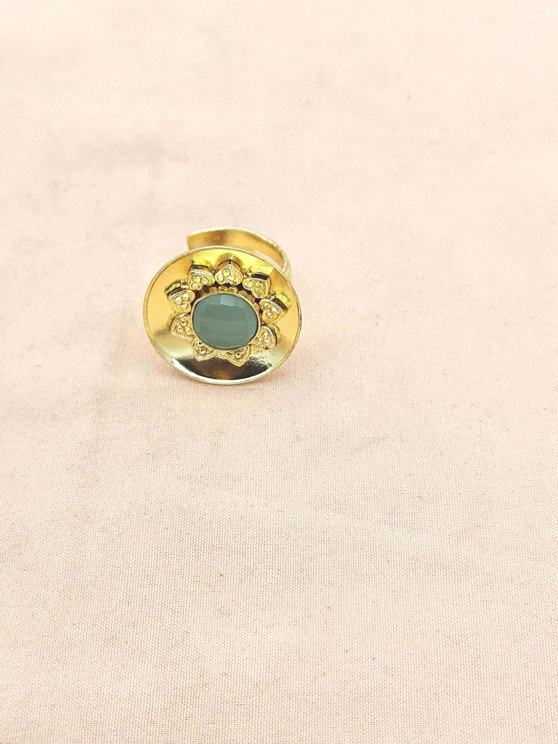 Stylish Gold Plated Aquamarine Stone Ring - Handcrafted Elegant Jewelry for Women