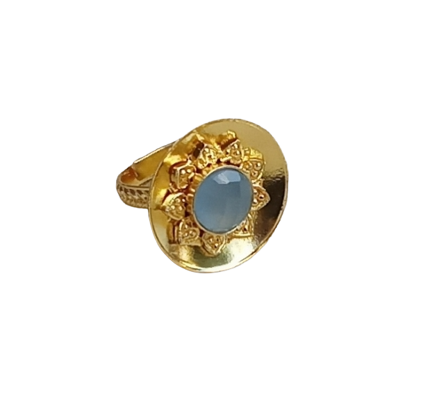 Stylish Gold Plated Chalcedony Stone Ring - Handcrafted Elegant Jewelry for Women