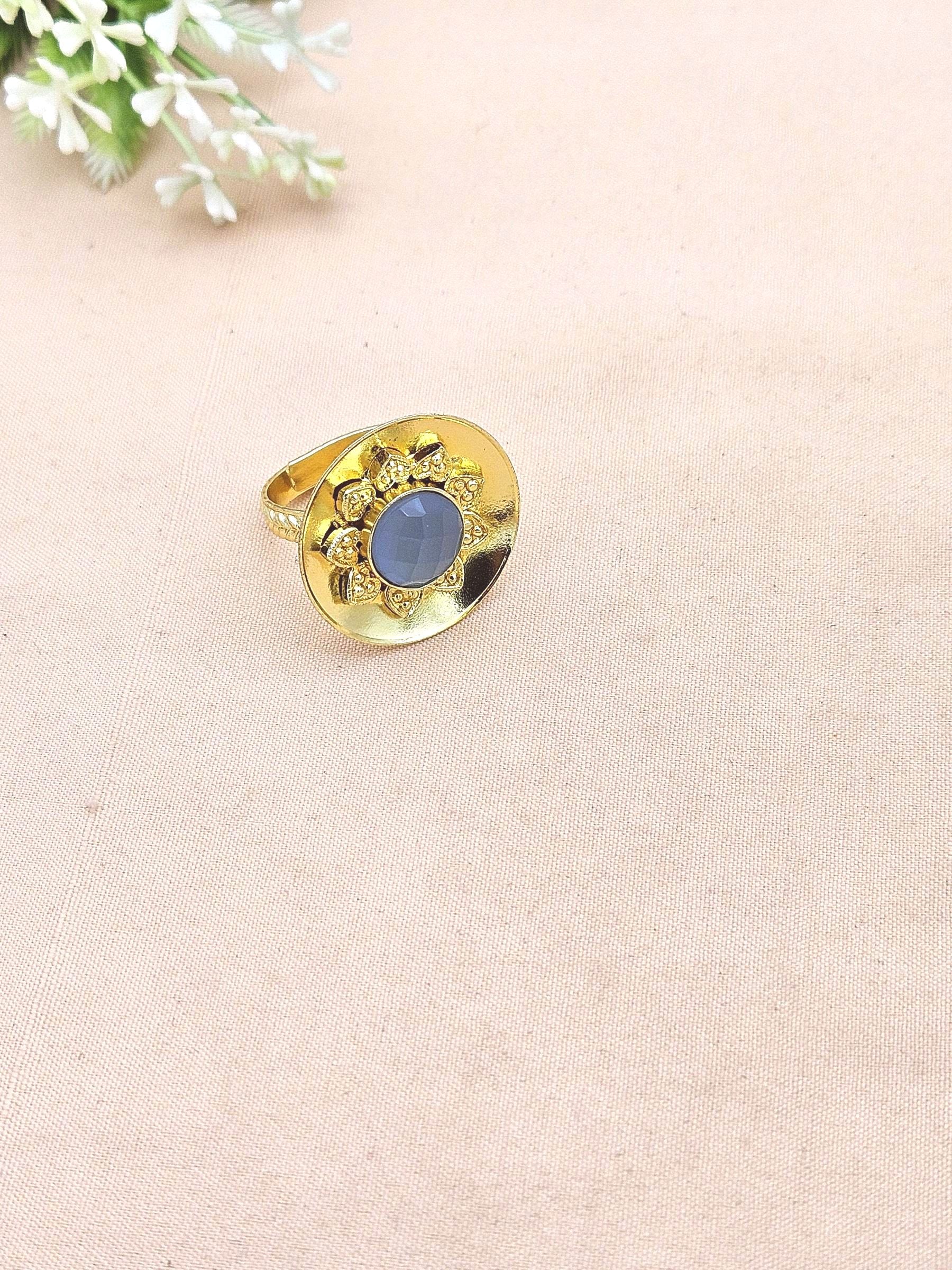 Stylish Gold Plated Chalcedony Stone Ring - Handcrafted Elegant Jewelry for Women