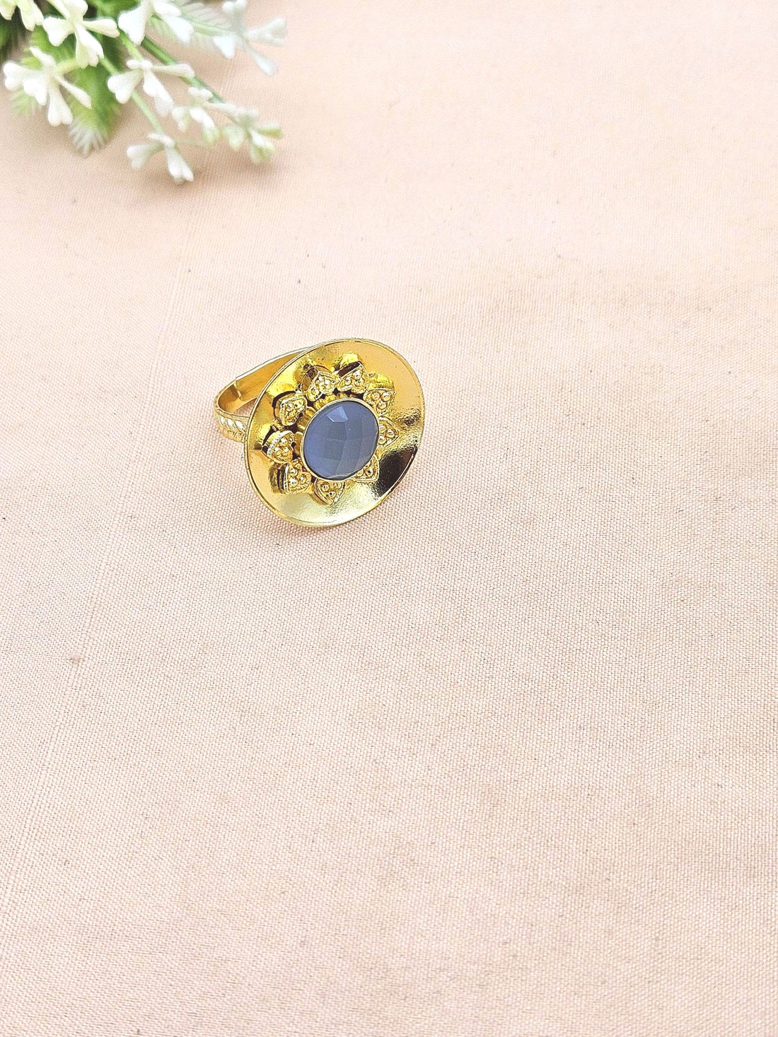 Stylish Gold Plated Chalcedony Stone Ring - Handcrafted Elegant Jewelry for Women