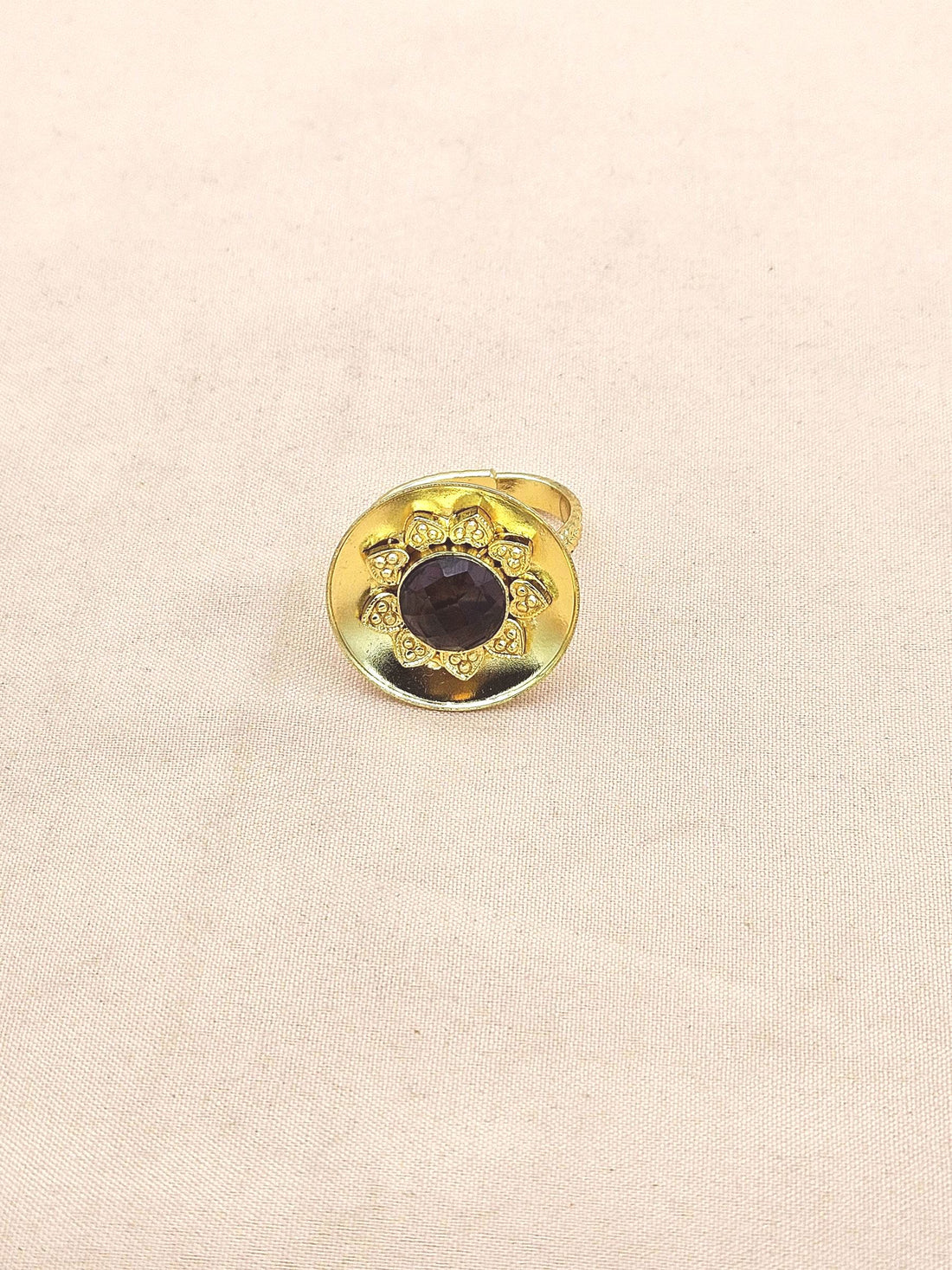 Stylish Gold Plated Faceted Amethyst Stone Ring - Handcrafted Elegant Jewelry for Women