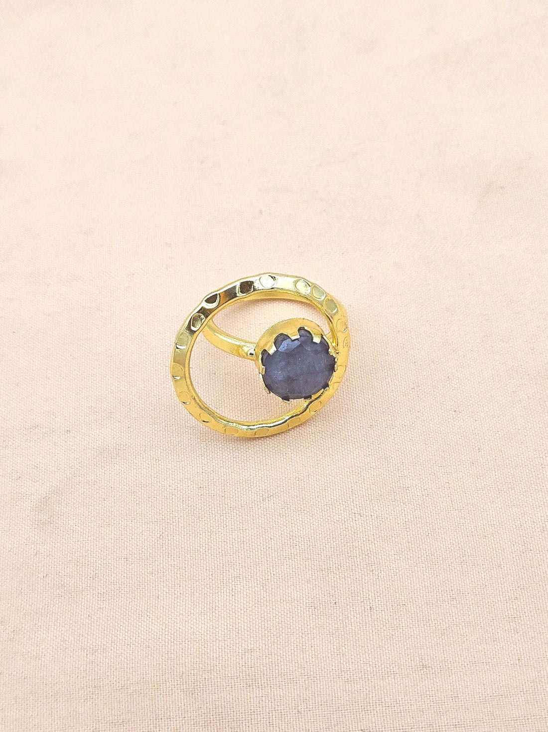 Handcrafted Gold Plated Green Hathipara Stone Ring - Elegant Jewelry for Women