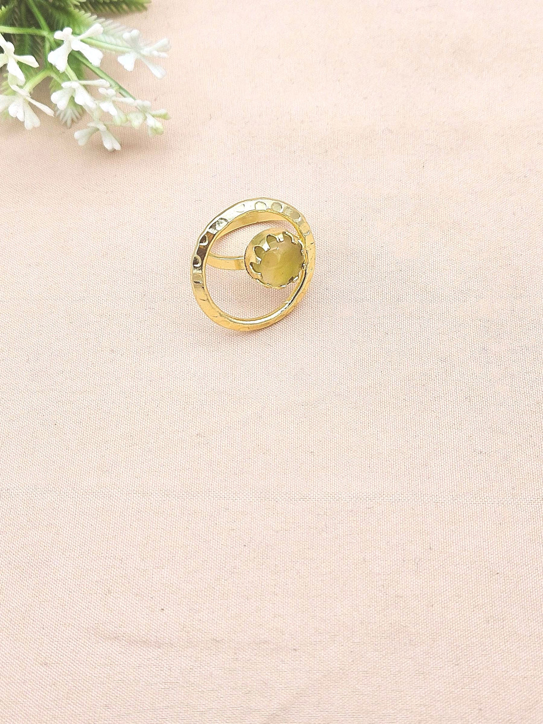 Handcrafted Gold Plated Yellow Chalcedony Stone Ring - Elegant Jewelry for Women