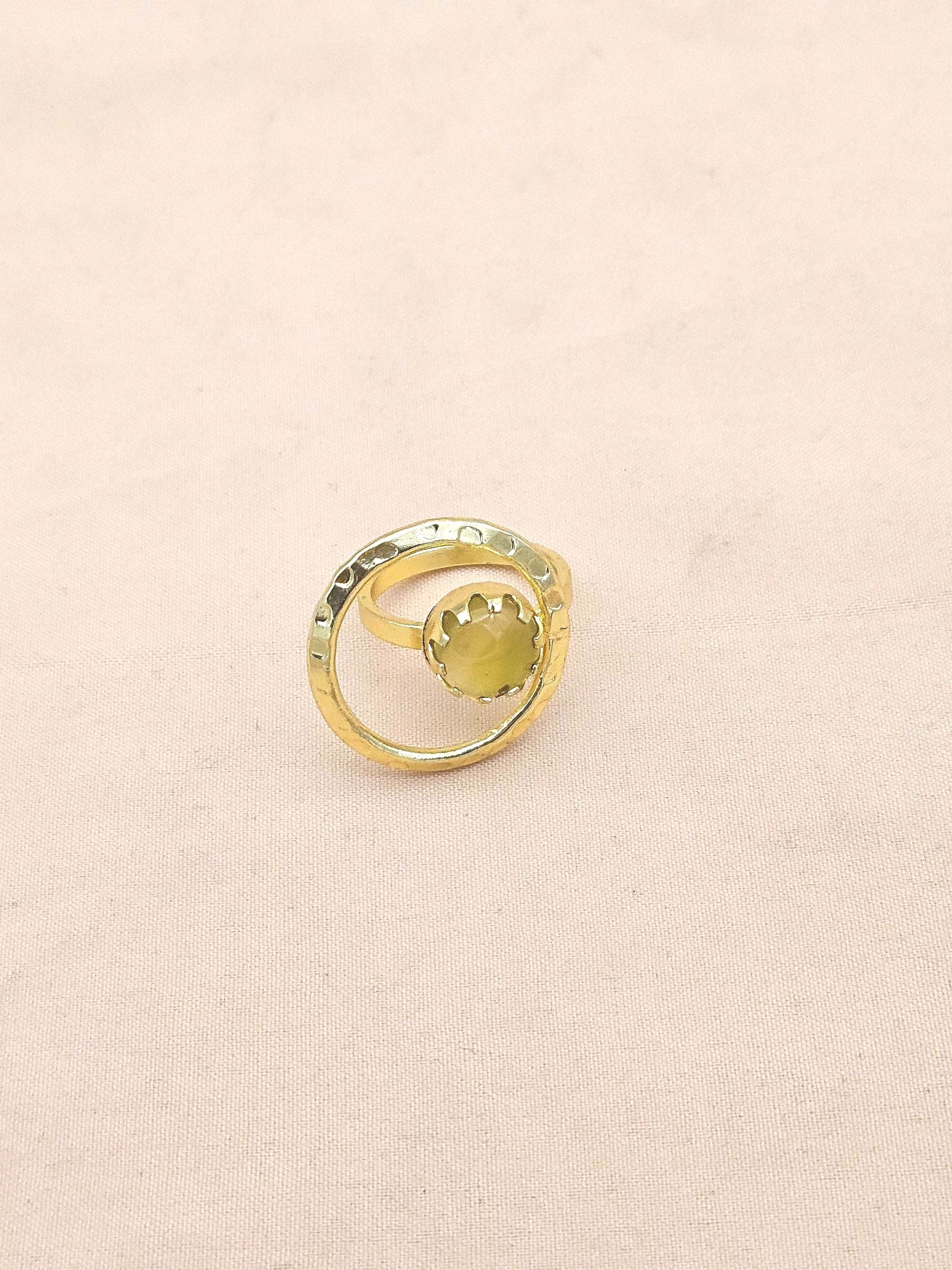 Handcrafted Gold Plated Yellow Chalcedony Stone Ring - Elegant Jewelry for Women