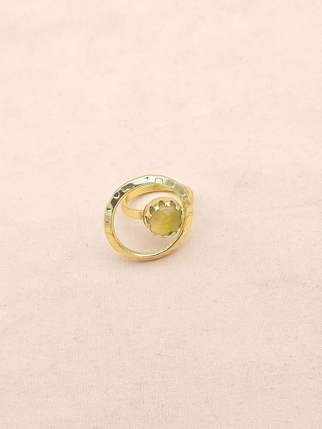 Handcrafted Gold Plated Yellow Chalcedony Stone Ring - Elegant Jewelry for Women