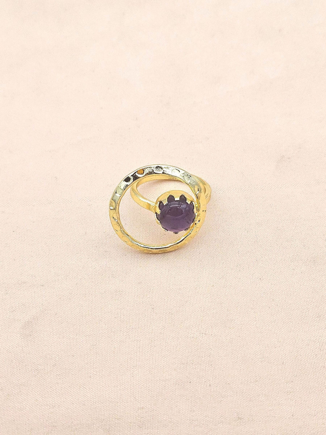 Handcrafted Gold Plated Amethyst Stone Ring - Elegant Jewelry for Women