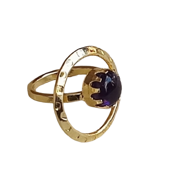 Handcrafted Gold Plated Amethyst Stone Ring - Elegant Jewelry for Women