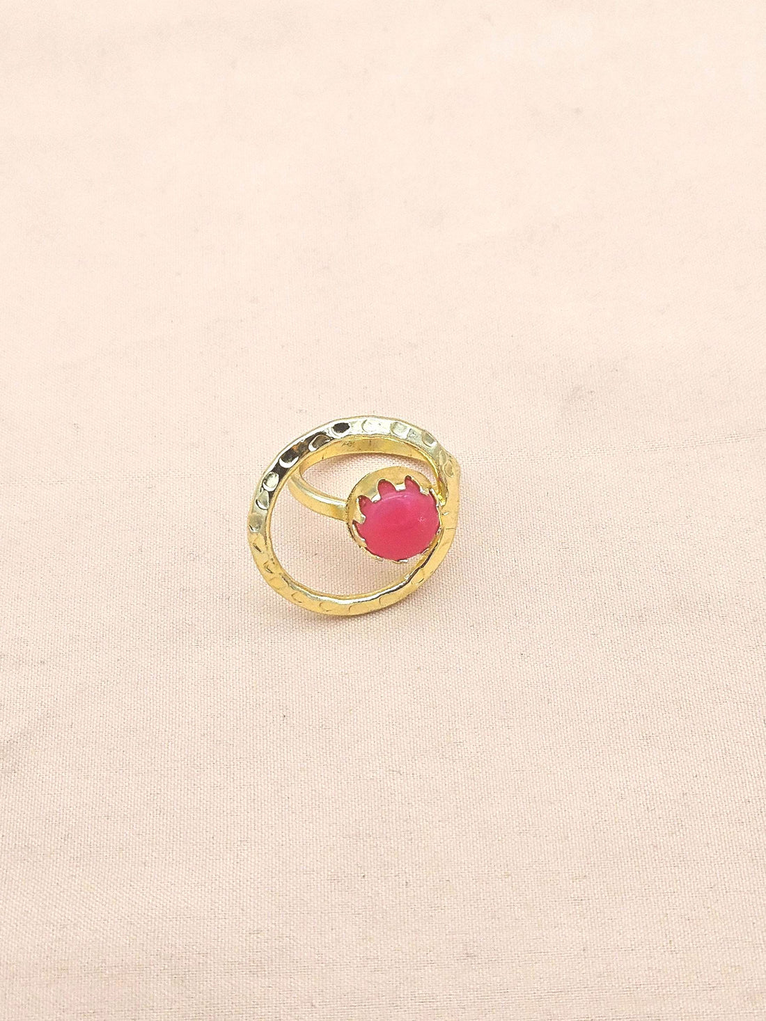 Handcrafted Gold Plated Magenta Onyx Stone Ring - Elegant Jewelry for Women
