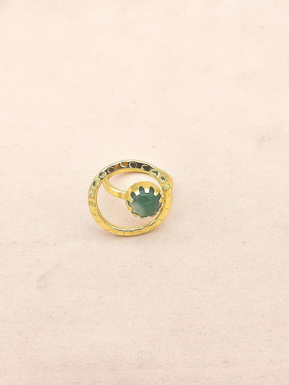 Handcrafted Gold Plated Green Onyx Stone Ring - Elegant Jewelry for Women