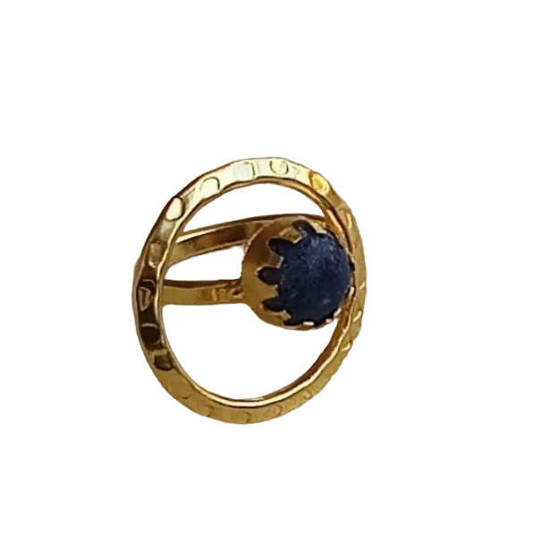 Handcrafted Gold Plated Lapis Stone Ring - Elegant Jewelry for Women