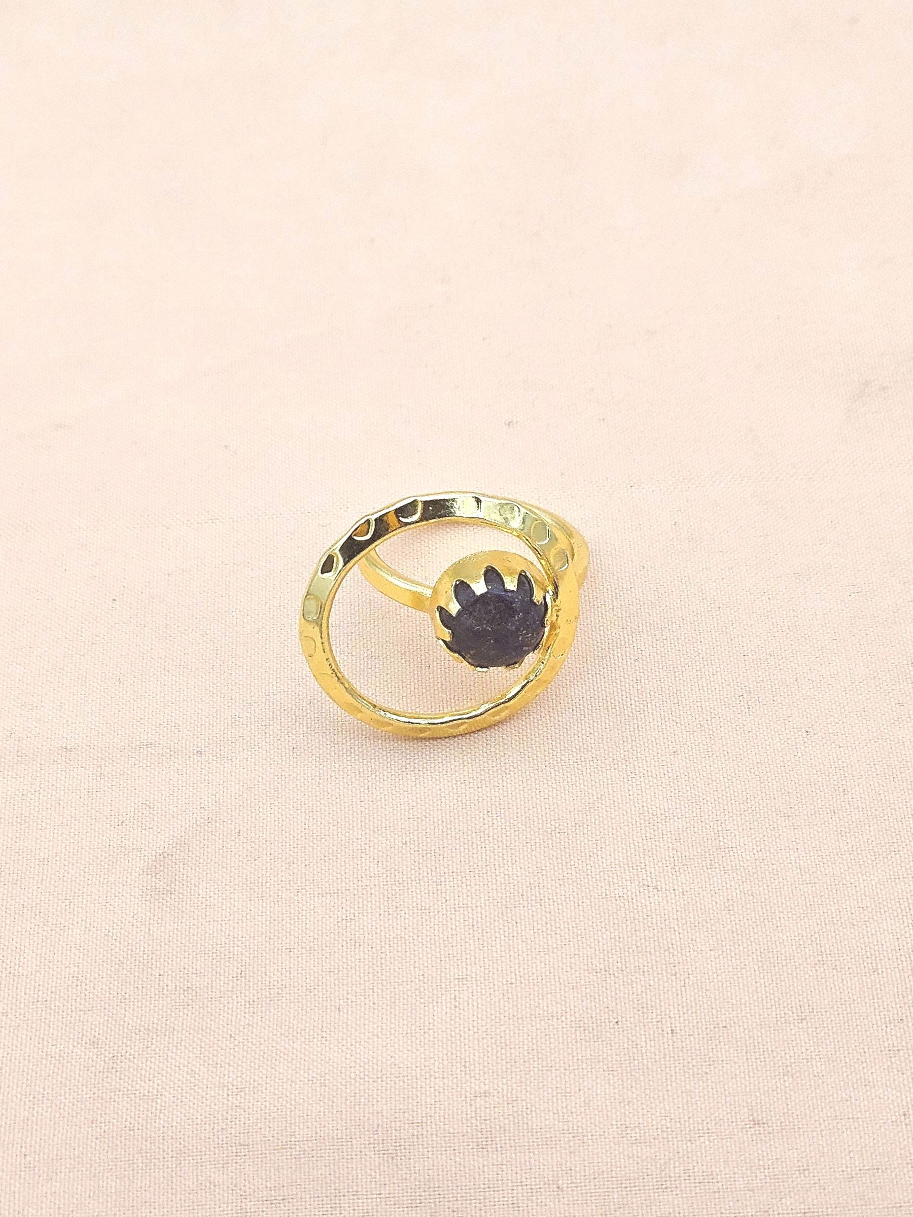 Handcrafted Gold Plated Lapis Stone Ring - Elegant Jewelry for Women