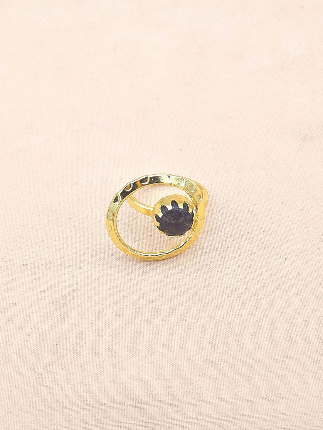 Handcrafted Gold Plated Lapis Stone Ring - Elegant Jewelry for Women