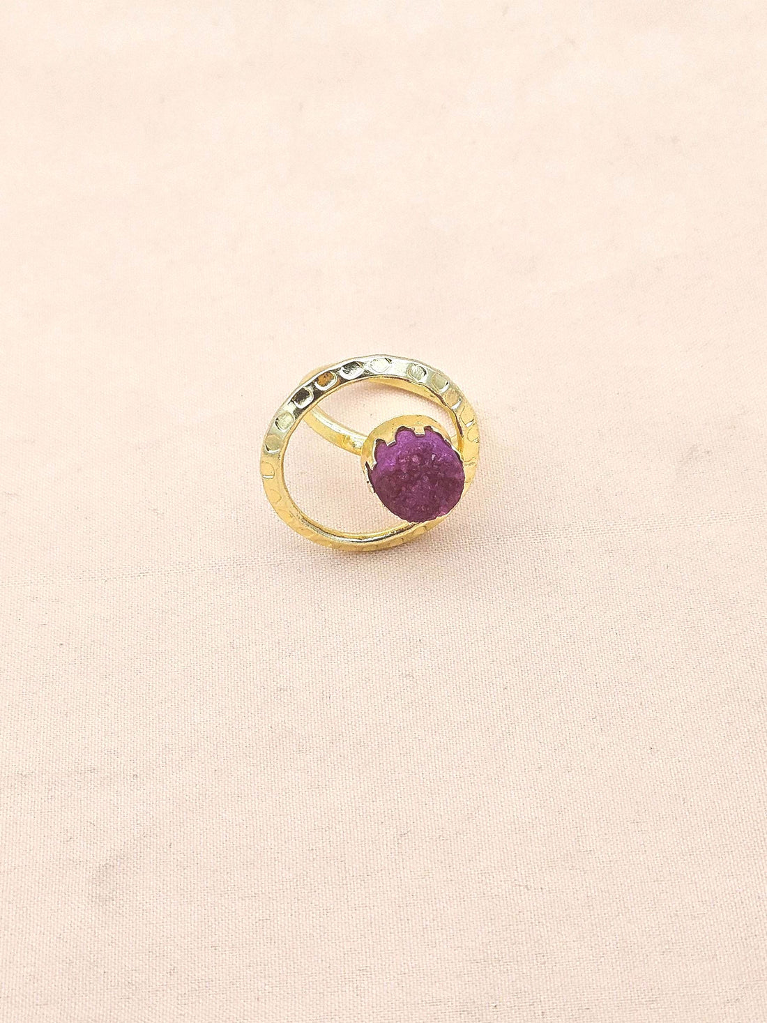 Handcrafted Gold Plated Red Druzy Stone Ring - Elegant Jewelry for Women