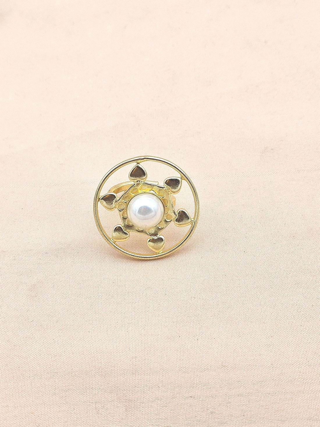 Handcrafted gold plated ring with Pearl for women, elegant gemstone jewelry