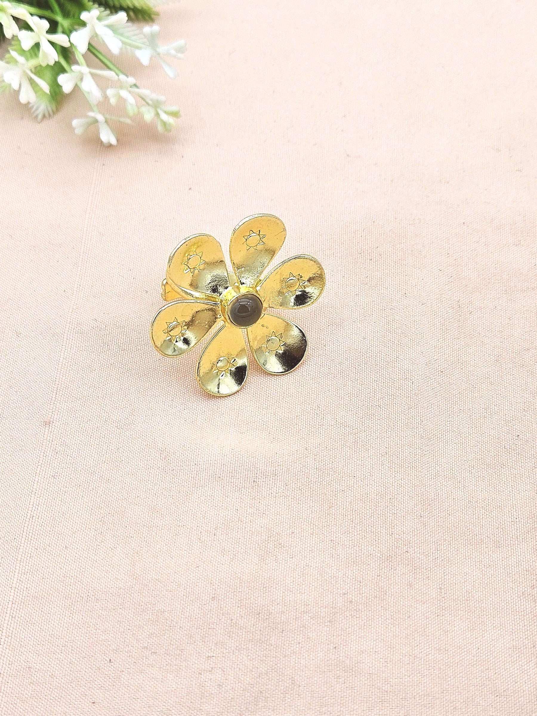 Handcrafted gold plated ring with Lemon Quartz Stone for women, elegant floral designer jewelry