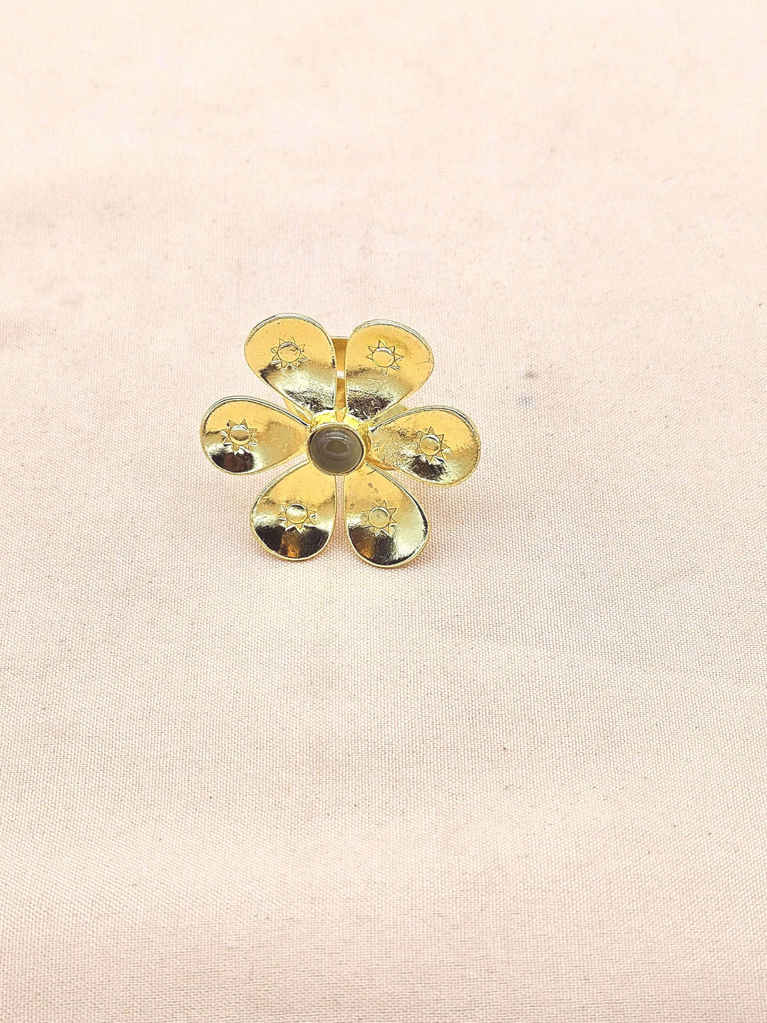 Handcrafted gold plated ring with Lemon Quartz Stone for women, elegant floral designer jewelry