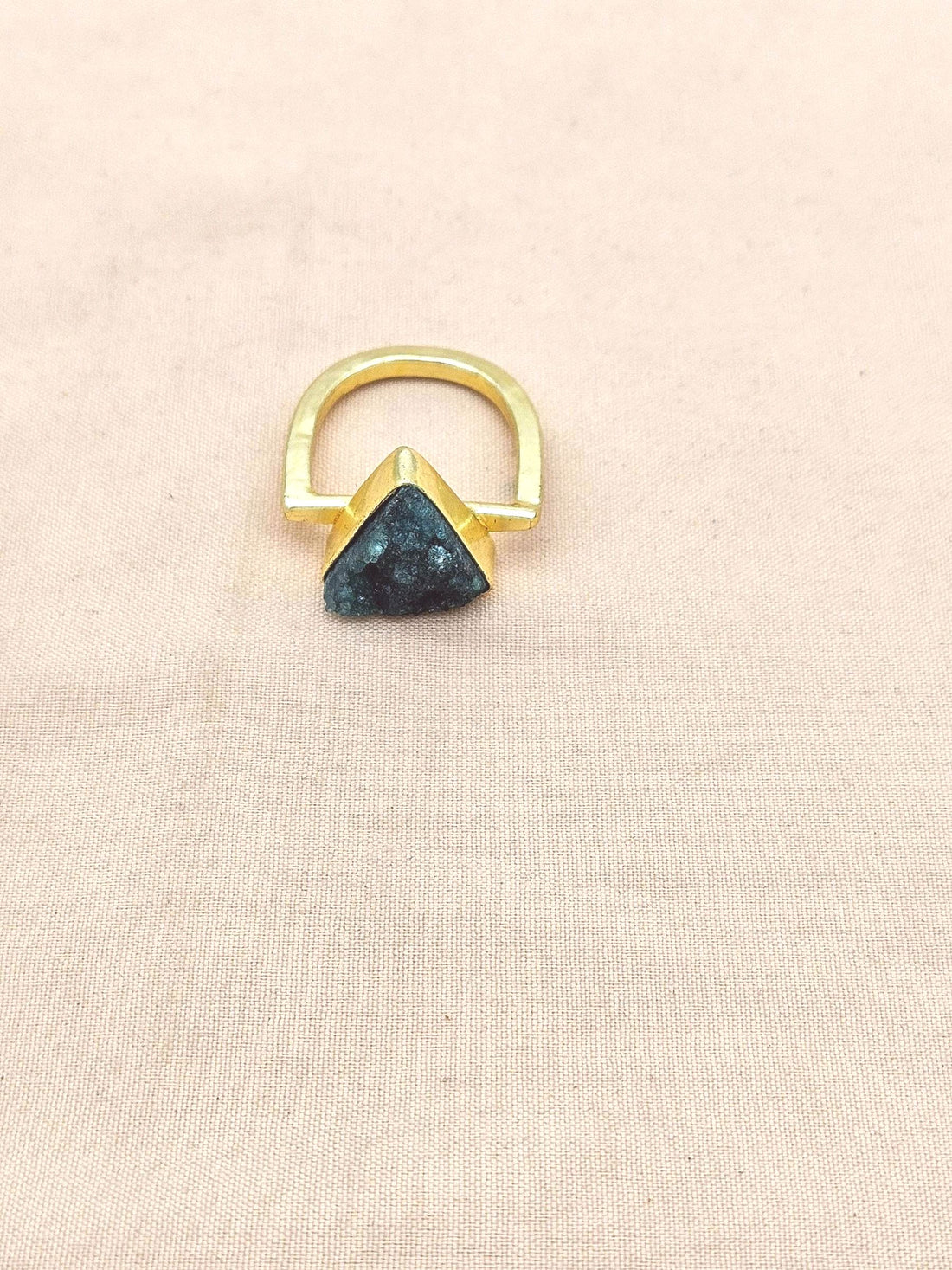 Elegant Handcrafted Gold Plated Rings with Green Druzy Stone for Women