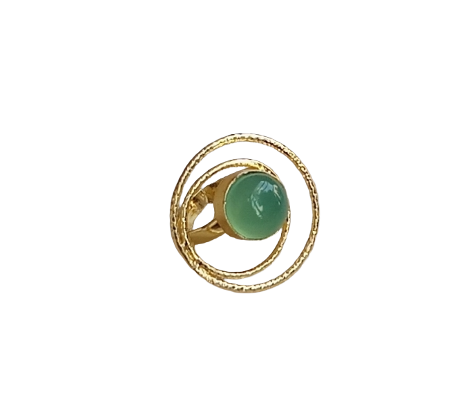 Gold Plated Chalcedony Stone Rings for Women - Handcrafted Designer Statement Ring