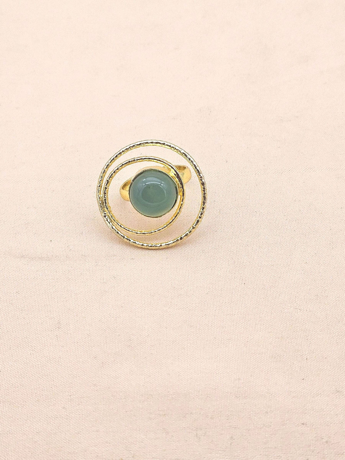 Gold Plated Chalcedony Stone Rings for Women - Handcrafted Designer Statement Ring