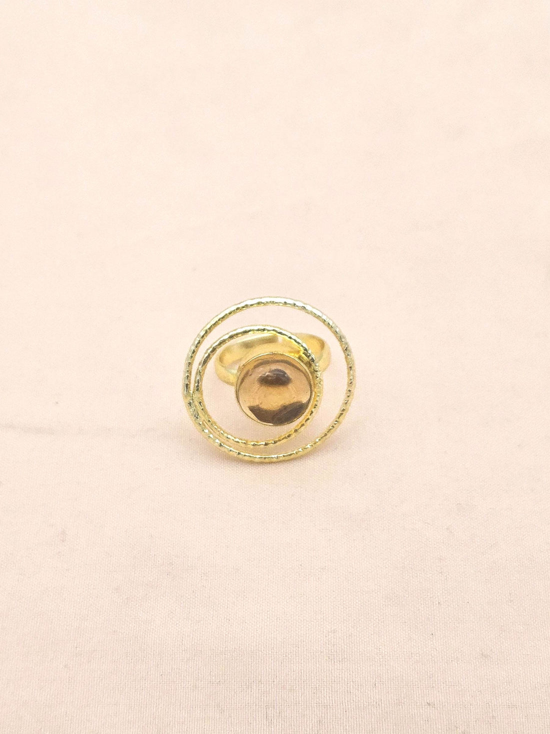 Gold Plated Yellow Glass Stone Rings for Women - Handcrafted Designer Statement Ring